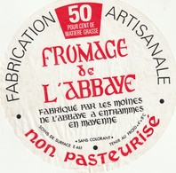 Rare Grande  étiquette Fromage De L'abbaye Fabriqué Par Les Moines De L'abbaye à Entrammes En Mayenne - Cheese