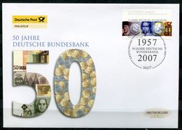 Germany 2007 First Day Cover FDC Mi.Nr.2618 "50 Jahre Deutsche Bundesbank,Münzen,Euro "1 FDC - Münzen
