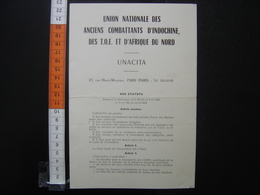 Document UNACITA Annees 80's Militaria ARMY INDOCHINE AFRIQUE DU NORD - Waffen