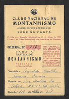 Portugal Carte Alpiniste 1957 Club Nationale De Alpinisme Clube Nacional De Montanhismo  Mountaineering ID Card - Gymnastik