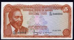 KENYA.  :5 Schillings - 1978 - P15 - UNC - Kenya