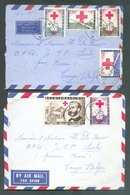 BELGIUM BEGIQUE 2 Lettres  Avec Séries CROIX-ROUGE Par Avion De NIMY (1956) Vers Luebo (Congo  Belge Kasai) -  13397 - Rotes Kreuz