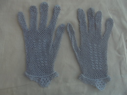 Ancien - Paire De Gants Filet Gris Pour Femme Années 50 - 1940-1970