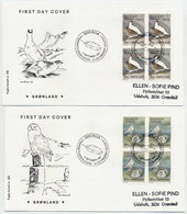 GREENLAND 1987 Birds I In Blocks Of 4 On Two FDCs  Michel 176-77 - FDC