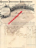 16 - MONTEMBOEUF - BELLE FACTURE MANUSCRITE DUPARC GATEAU- PEPINIERE-GRANDES PEPINIERES CHARENTAISES- 1918 - Landwirtschaft
