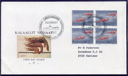 GREENLAND 1982 Shrimps 10 Kr. Definitive Block Of 4 On FDC.  Michel  133 - FDC