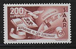 SARRE / SAAR - 1950 - POSTE AERIENNE YVERT N° 13 **  MNH - COTE = 230 EUR. - UPU - Neufs