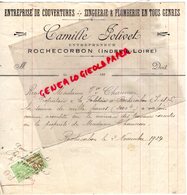 37- ROCHECORBON-   RARE LETTRE MANUSCRITE 1924- CAMILLE JOLIVET-ENTREPRISE COUVERTURES ZINGUERIE PLOMBERIE- - Petits Métiers