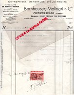 86- POITIERS BIARD- RARE FACTURE BORNHAUSER MOLINARI-ENTREPRISE ELECTRICITE-ELECTRICIEN-1937 - Electricidad & Gas