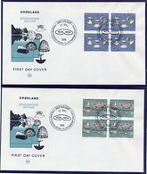 GREENLAND 1986 Cultural Artefacts I Blocks Of 4 On Two FDCs. Michel 165-66 - FDC