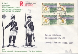 1979 , FINLANDIA , HELSINKI - HANAU , YV. 802 BL / 4 + 1 , BICENTENARIO DE LA ACADEMIA MILITAR - Cartas & Documentos