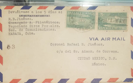 O) 1932 CUBA-CARIBBEAN, SPANISH ANTILLES, SCT C4 5c -  FIRST FLIGHT, AIRPLANE OVER COAST, AIRMAIL TO MEXICO CORONEL RAFA - Lettres & Documents
