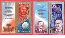 Timbres De Russie ( C.C.C.P ) 1981  '  YT  4793 & 4794  '  20e Anniversaire Du 1er Homme Dans L' Espace - Russia & USSR