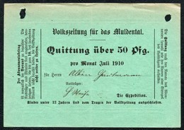 6296 - Zeitung Volkszeitung Für Das Muldental - Quittung Rechnung - 1900 – 1949