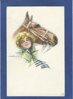 CPA Bertiglia Cheval Chevaux Femme Girl Women Illustrateur Non Circulé Horse - Pferde