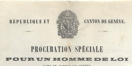 Procuration Spéciale Pour Un HOMME DE LOI 1862 / Canton GENEVE Tribunal VAUX / Mme Veuve FABRE Mandataire AMBERNY - Svizzera