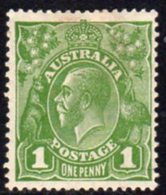 Australia 1926-30 GV Head 1d Sage-green, Wmk. 7, Perf. 13½x12½, Hinged Mint, SG 95 - Mint Stamps