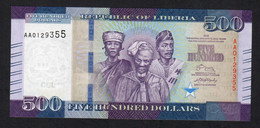 LIBERIA : 500 Dollars - 2016 - UNC - Liberia