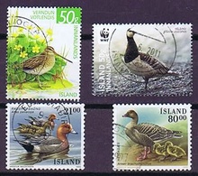 Iceland;  4 Used Stamps With Birds; 1 WWF - Collections, Lots & Series