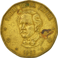 Monnaie, Dominican Republic, Peso, 1992, TB+, Laiton, KM:80.1 - Dominikanische Rep.