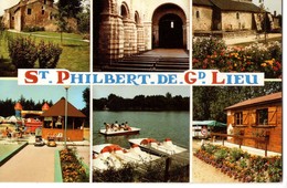 CPM, SAINT-PHILBERT-DE-GRAND-LIEU, (44), Multivues, Ancienne église, Jeux, Plan D'eau,  écrite, Timbrée - Saint-Philbert-de-Grand-Lieu