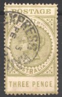 3d.Thick «Postage»  Value 19mm Perf 12½ Deep Olive SG 298c - Used Stamps