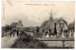 CPA  27      LE MANOIR SUR SEINE    1918      L EGLISE LE CIMETIERE ET LA ROUTE - Le Manoir