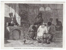 Gravure 1863 Joueurs D Echecs Dans Un Café D HERAT  Afghanistan JEU D ECHEC Chess  PERSE  Persan - Non Classés