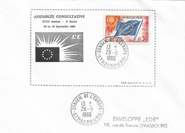 Envel. Assemblée Consultative XVIIIème Session Du 26.09 Au 30.09.1966 - Oblit. 26.09.66, Conseil De L'Europe STRASBOURG. - Otros & Sin Clasificación