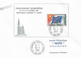 Envel. Parlement Européen Du 25.11 Au 30.11.1968 - Oblit. 25.11.68, Conseil De L'Europe STRASBOURG. Voir Descrip. - Other & Unclassified