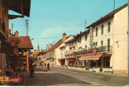 74. CPSM. DOUVAINE. Une Rue, Café Hotel De La Poste.  Commerces. - Douvaine