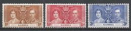 Gambia 1937. Scott #129-31 (M) Queen Elizabeth And King George VI * Complet Set - Gambia (...-1964)