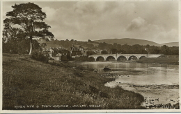 RADNORSHIRE -  BUILTH WELLS -  RIVER WYE AND TOWN BRIDGE RP   Pow16 - Radnorshire