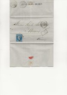 LETTRE AFFRANCHIE N° 14 TB -CAD ST ETIENNE 1868-LETTRE ENTETE GIRERD NICOLAS -CAISSE COMMERCIAL - 1849-1876: Klassik