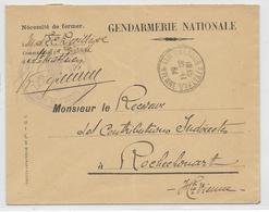 1934 - GENDARMERIE - ENVELOPPE De ORADOUR SUR VAYRES (HAUTE VIENNE) => ROCHECHOUART - Military Postmarks From 1900 (out Of Wars Periods)