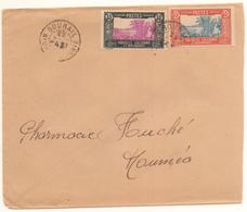 Lettre De Bourail Pour Nouméa De 1942 Avec 2 Timbres Série Case De Chef - Covers & Documents