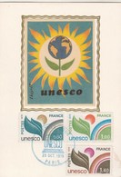 France Carte Maximum Sur Soie UNESCO  1976 - Otros & Sin Clasificación