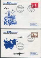 1982 Greenland SAS First Flight Covers (2) Narssarssuaq/Copenhagen Denmark Slania - Lettres & Documents