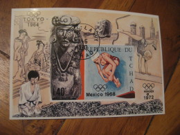 FORT-LAMY Tchad 1970 Cancel Imperforated Bloc MEXICO 1968 Olympic Games Olympics Mejico Diving - Zomer 1968: Mexico-City