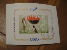 AJMAN 1967 Cancel Imperforated Bloc MEXICO 1968 Olympic Games Olympics Mejico Torch - Zomer 1968: Mexico-City