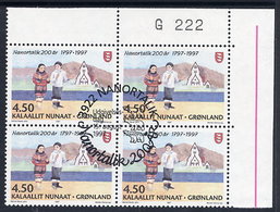 GREENLAND 1997 Bicentenary Of Nanortalik  In Used Block Of 4.  Michel 312 - Used Stamps