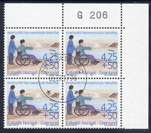 GREENLAND 1996 Society For The Disabler  In Used Corner Block Of 4.  Michel 296 - Usati