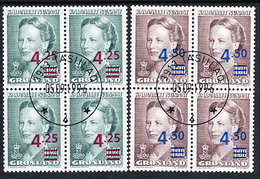 GREENLAND 1996 Surcharges In Used Blocks Of 4.  Michel 281-82 - Usados