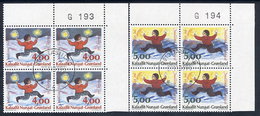 GREENLAND 1995 Christmas. In Used Corner Blocks Of 4.  Michel 279-80 - Oblitérés