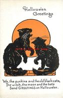 278047-Halloween, Metropolitan No 1133a-4, Two Black Cats Yowling At The Full Moon - Halloween