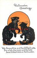 278051-Halloween, Metropolitan No 1133a-4, Two Black Cats Yowling At The Full Moon - Halloween