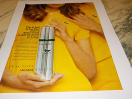 ANCIENNE PUBLICITE  PARFUM EAU DE SPORT DE JEAN PATOU ET LACOSTE 1969 - Unclassified