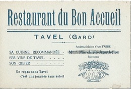 Carte Ancienne De Restaurant TAVEL Dans Le Gard Restaurant Du Bon Accueil - Andere