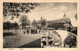 Hanau, Markt, Strassenbahn, 1917  Von Hanau Nach Chemnitz Versandt - Hanau