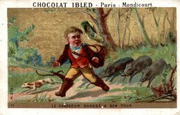 CHROMO CHOCOLAT IBLED LE CHASSEUR DE SANGLIER CHASSE A SON TOUR - Ibled